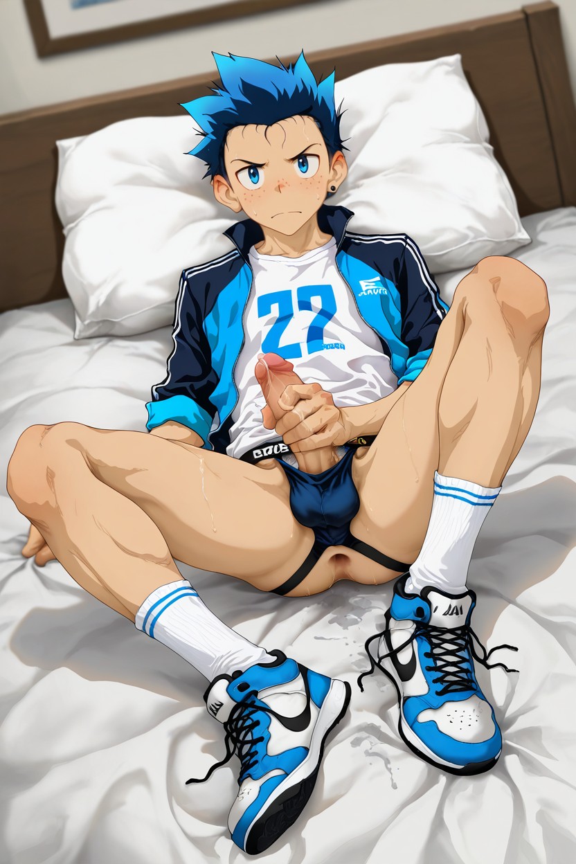Blue Sneakers, No Pants, Dynamic Angle Porno gay IA