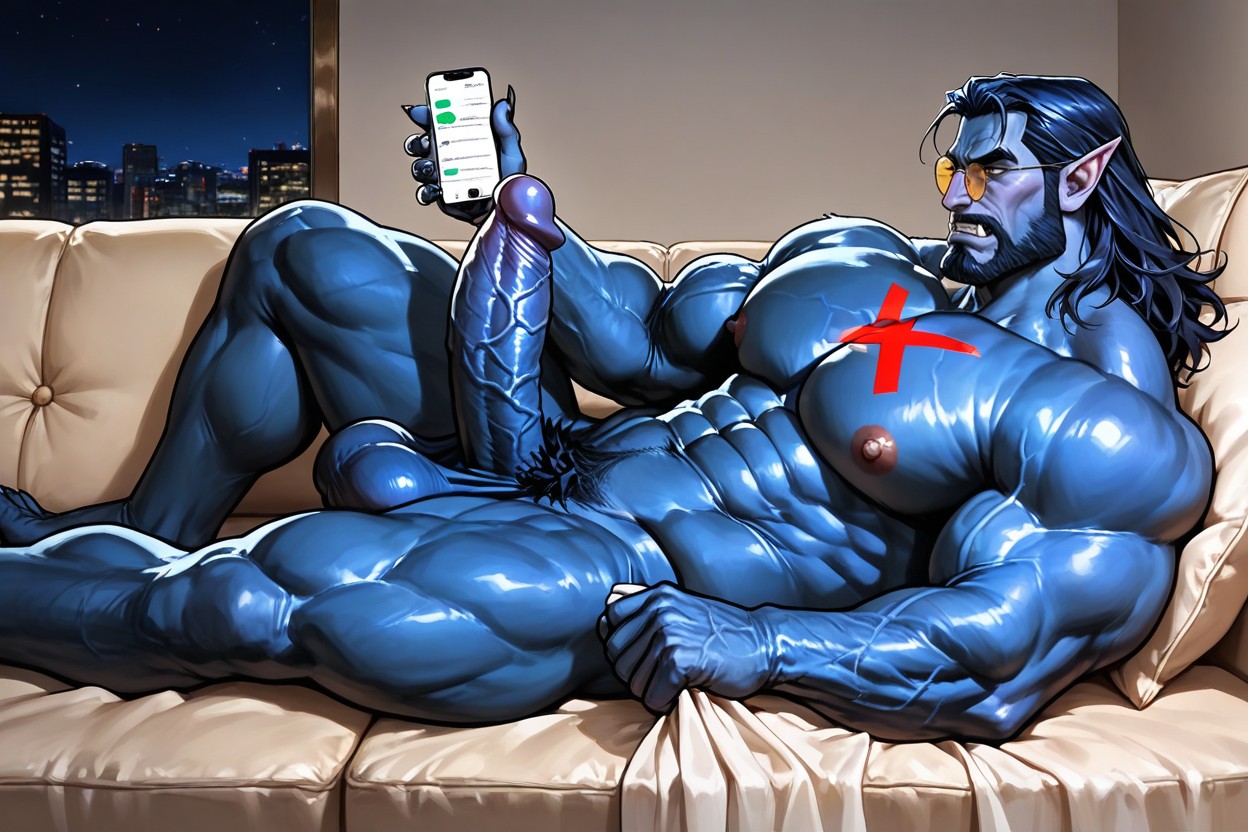 Bolt Like Art, Daddy, Dark Blue-furred AI Gay Porn