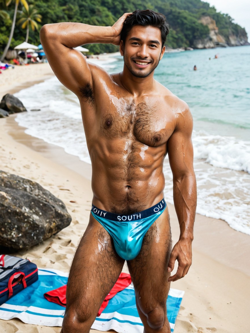 Hyperrealistic Digital Portrait, Muscular, Densely Hairy Chest AI Gay Porn