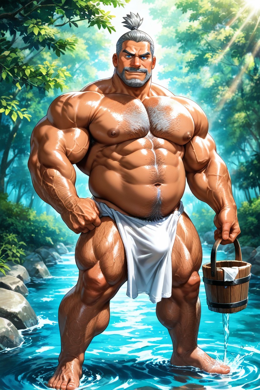 Defined Abs Under Soft Belly, Mustache, Clear Flowing Water Porno gay IA