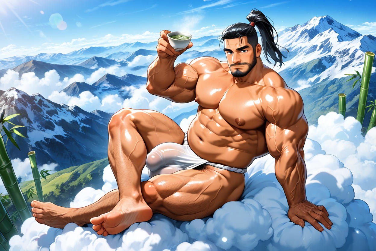 Korean Man, Barazoku, Translucent Fundoshi AI Gay Porn