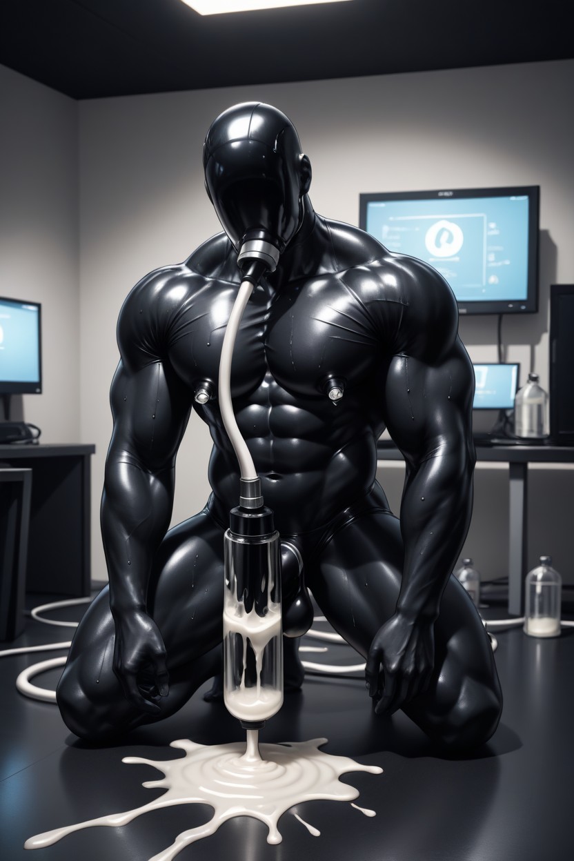 Liquid Muscles, Black Latex Skin, 18+ AI Gay Porn