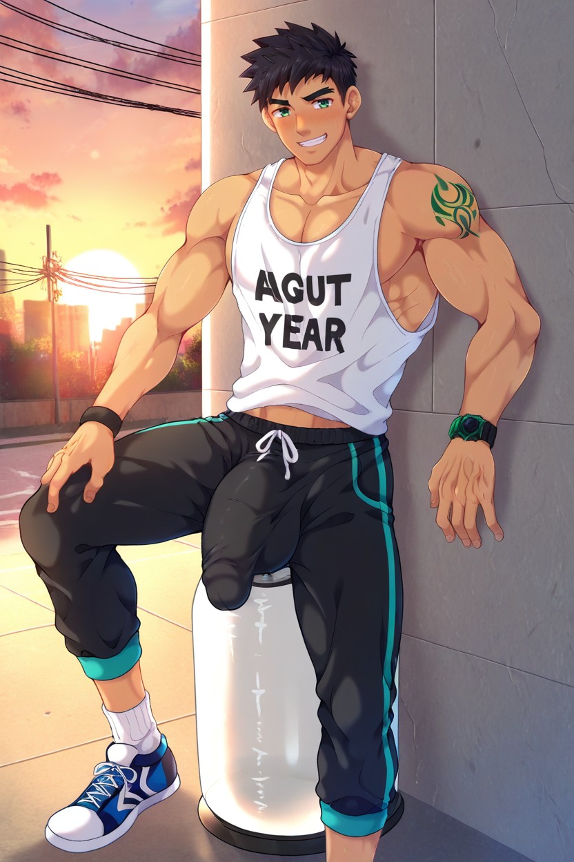 Loose Tank Top, Mikkoukun Art Style, In Heat AI Gay Porn