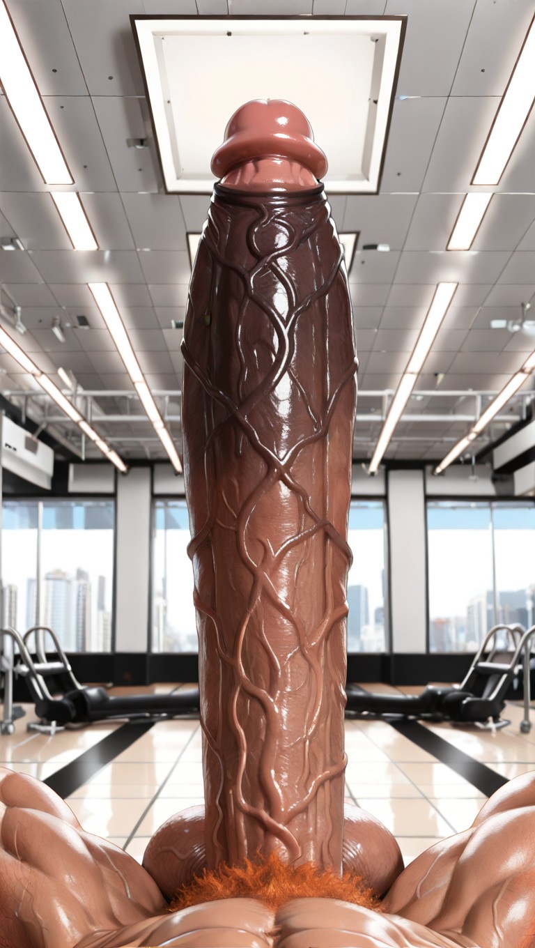 Floor To Ceiling Mega Girth Penis, Penis Longer And Thicker Than Body, Ginger Bodyhair AI Gay Porn