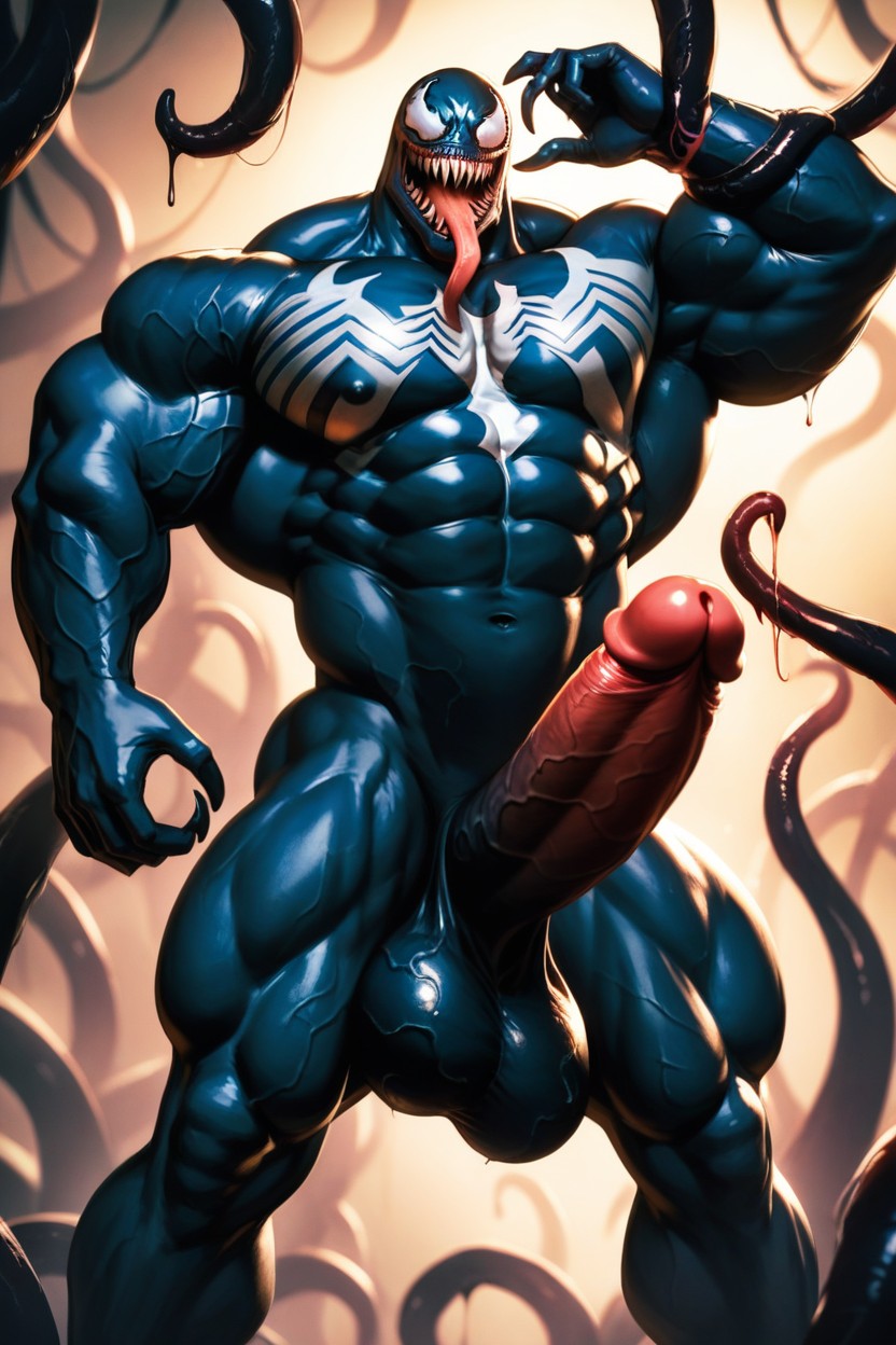 Huge Muscular Monster, Tentacles Going Into Urethra, Man AI Gay Porn
