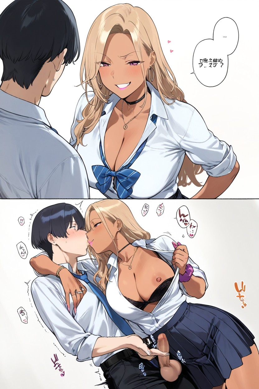 Tan Skin Tall Woman, Otokonoko Male, Balls In Her Hand AI Gay Porn