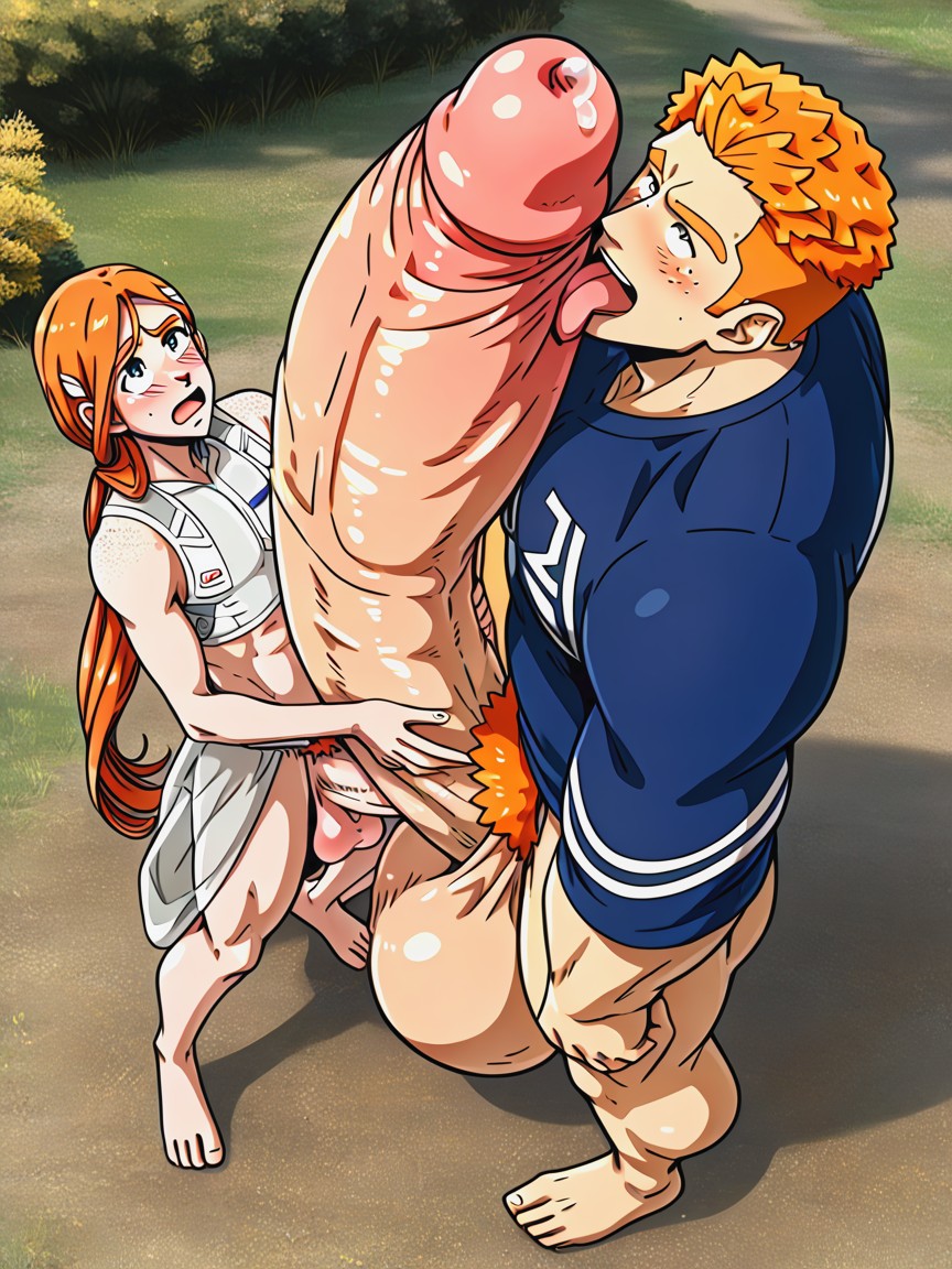 Impossibly Long Hyper Cock Much Taller Than Him, Private, Looking Up At Hyper Man ゲイAIポルノ