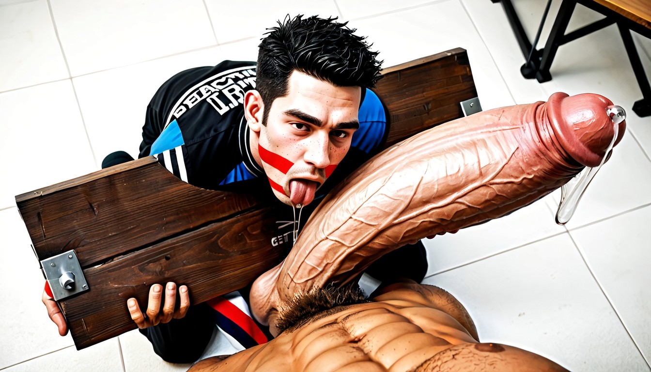 Beitemian, Expressive Eyes, Gigantic Hyper Dilf Cock Much Bigger And Taller AI Gay Porn