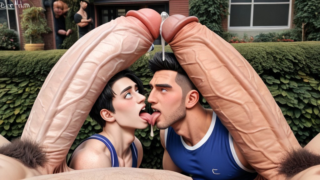 Multiple Men, Clear Translucent Precum Dripping From Tip, Yaoi AI Gay Porn
