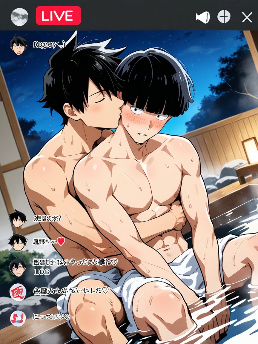 Kageyama Shigeo Is Male, Feminine Face, Shared Bathing AI Gay Porn
