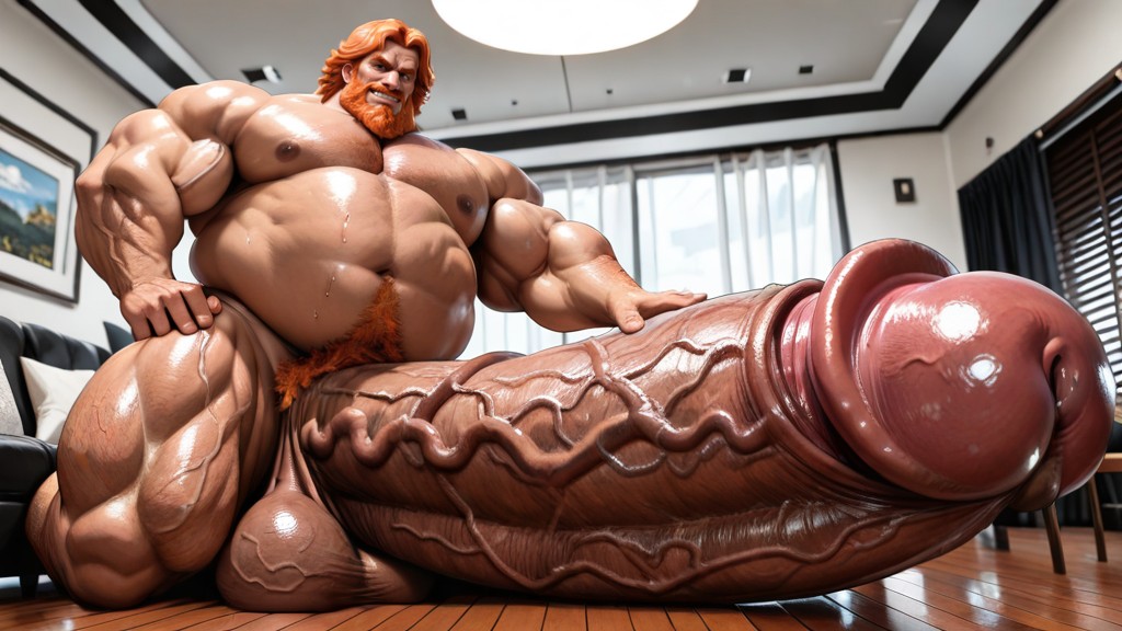 Oversized Hyper Gigantic Penis, Gigantic Cock, Hyper Macro Penis Longer Than Body AI Gay Porn