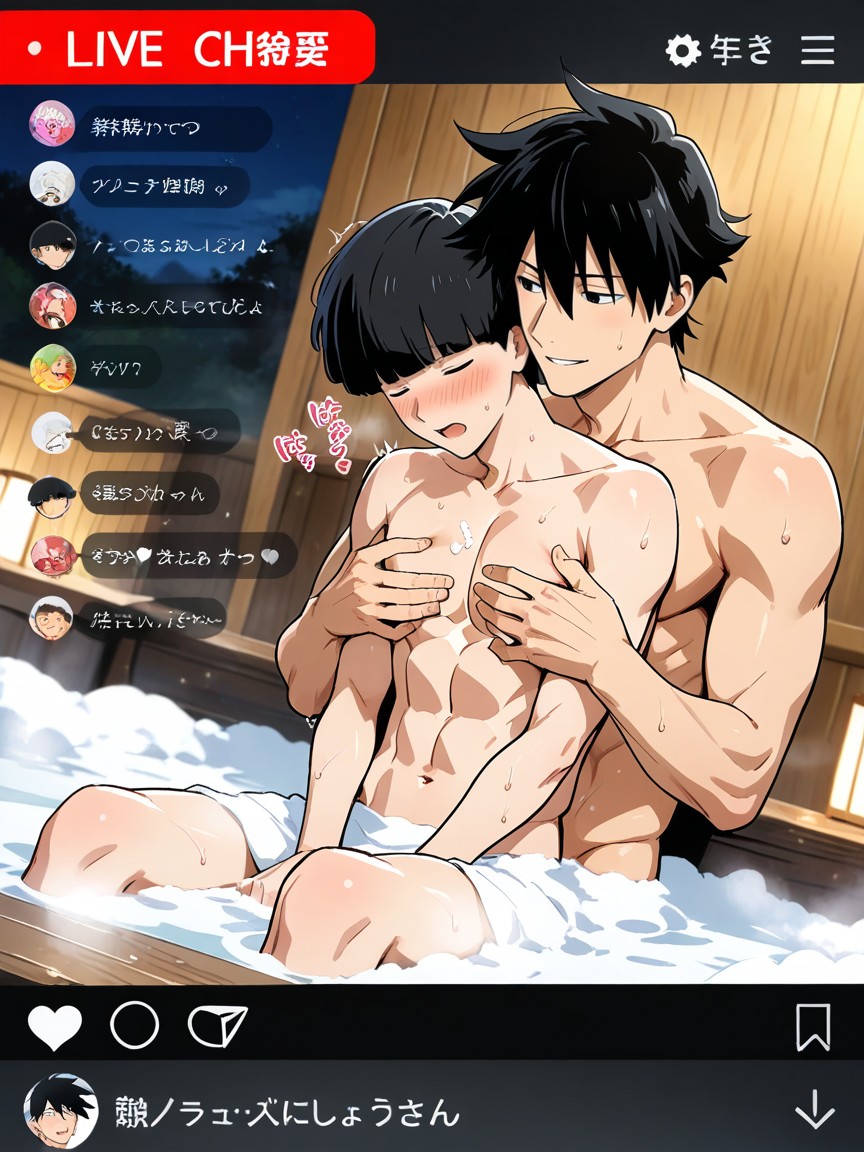 Japanese Moaning Sound Effect Large, Slight Smile, Hug From Behind AI Gay Porn