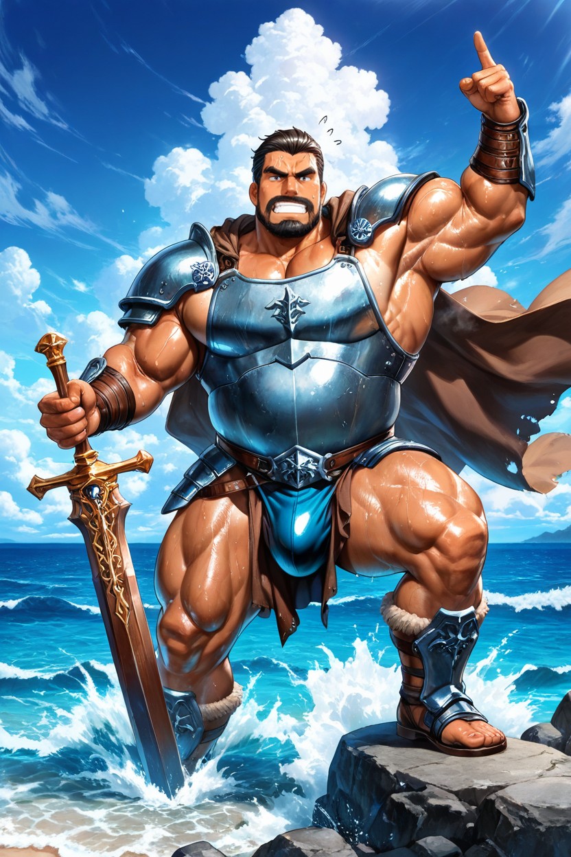 Thick Arms, Powerful Thighs, Dynamic Standing Pose AI Gay Porn
