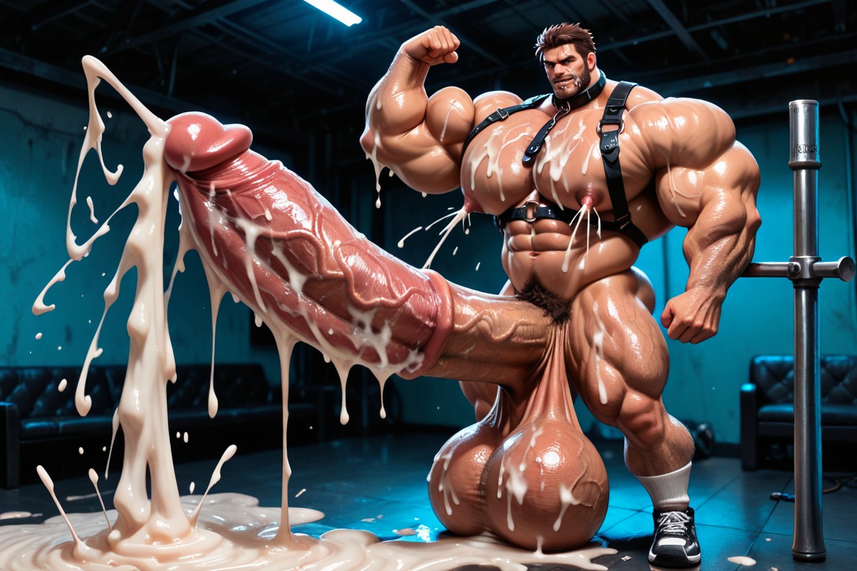 Extreme Hyper Penis, Enormous Giant Uncut Hyper Cock, Gigantic Heavy Testicles AI Gay Porn
