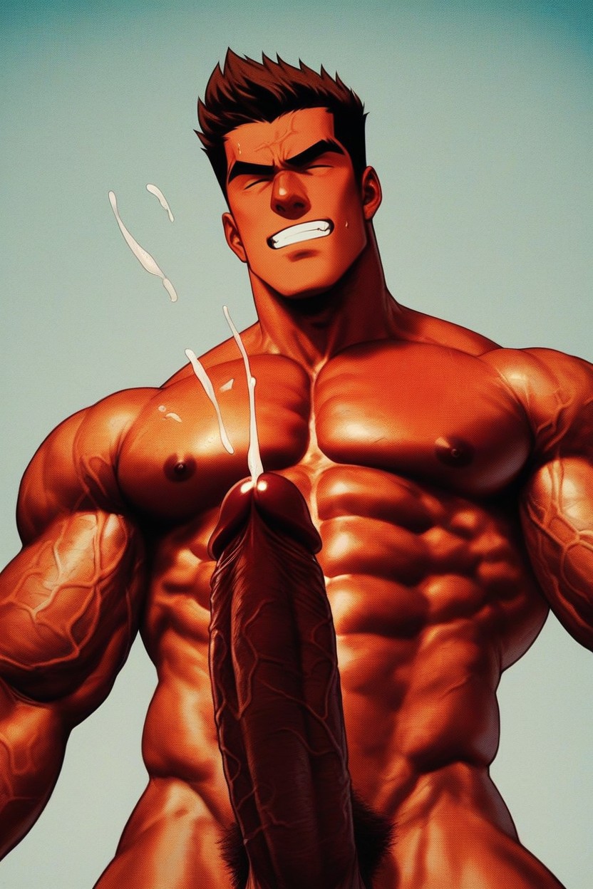 Naked, His Erect Penis Stood Firm, Perfectly Sculpted Muscles Bulged In Places AI Gay Porn