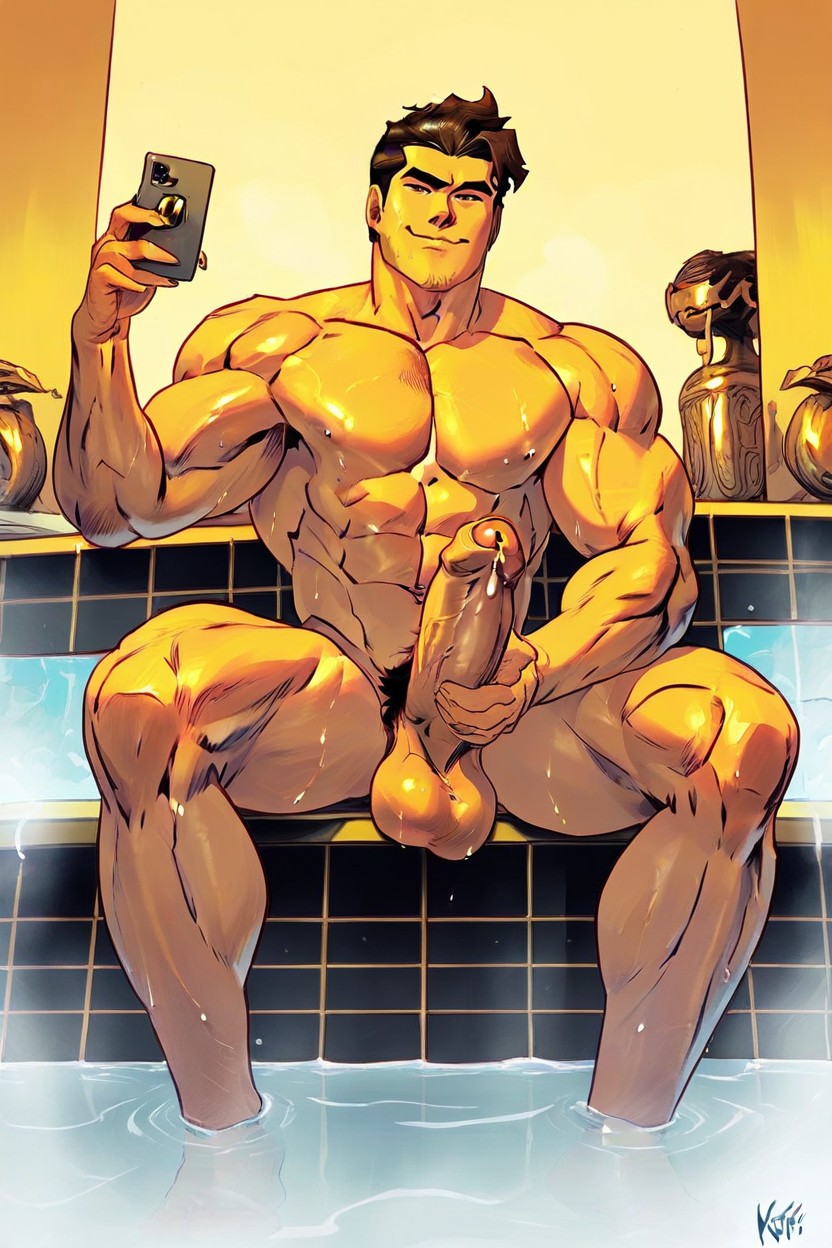 Shirtless, Precum, Hot Tub AI Gay Porn