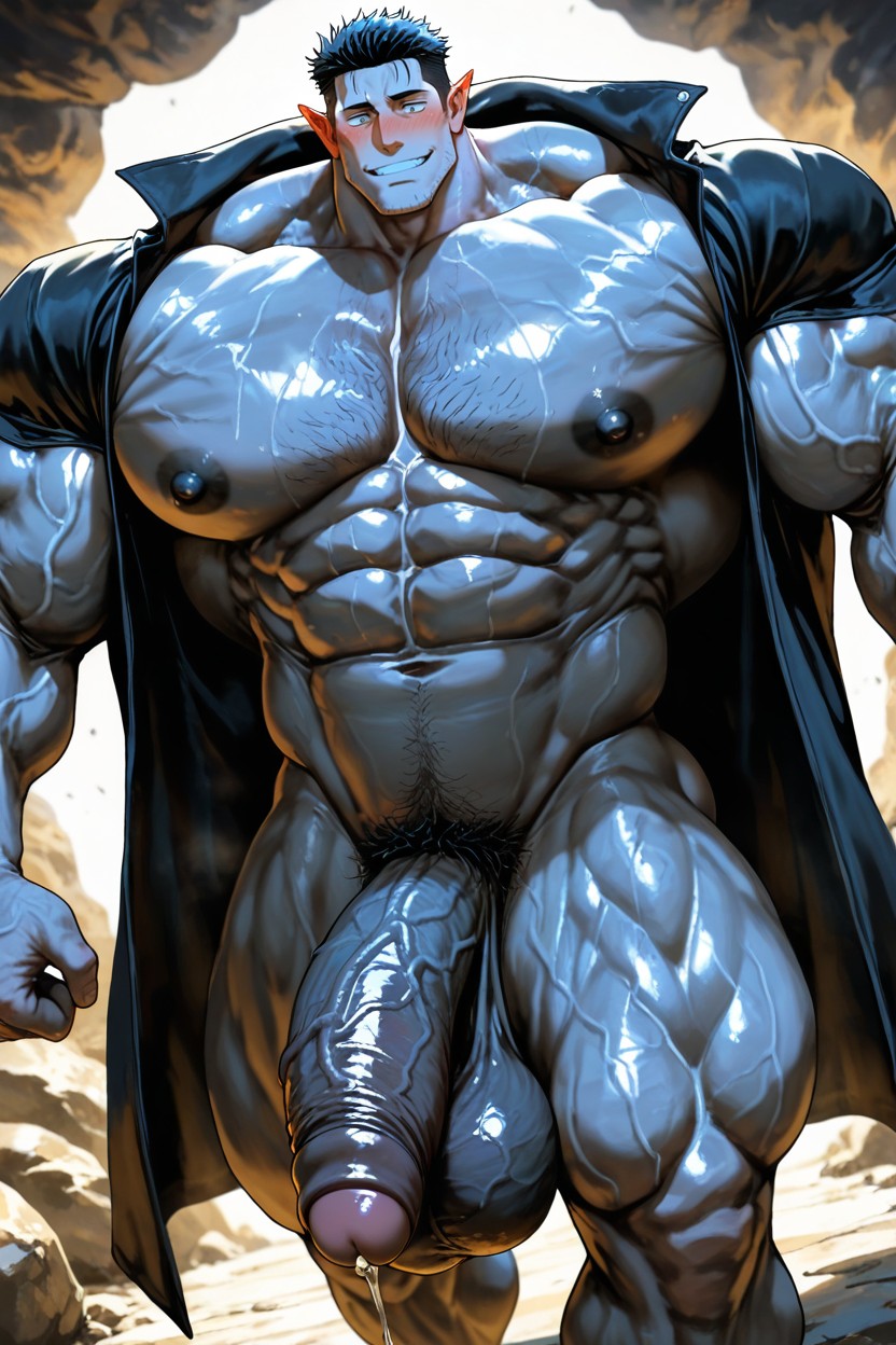 Zoom Out, Profile, Hyper Giant Veiny Muascle Cock AI Gay Porn