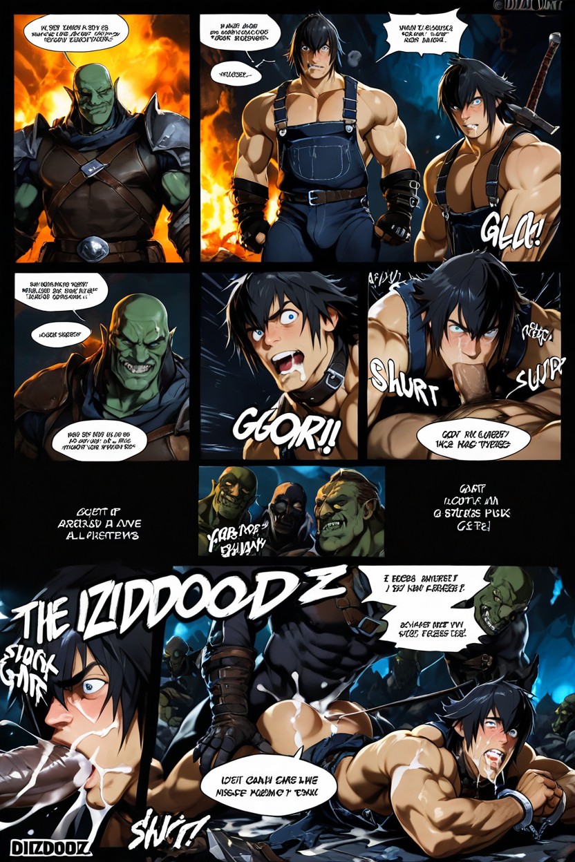 Only Men, Dizdoodz Art Style, One Guy Gets Fucked By Several Muscular Goblins Porno gay IA