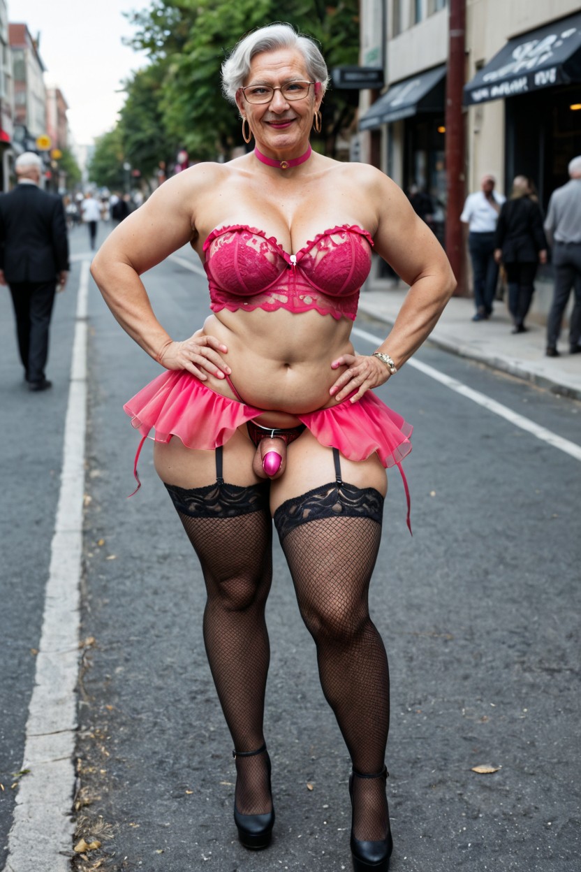 Red Lipstick, Naked, Frilly Thigh High Fishnets Porno gay IA