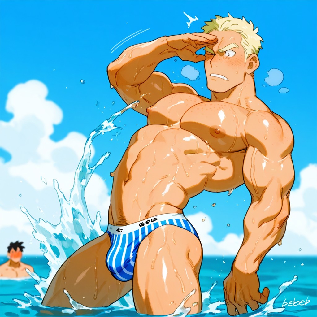 K, Clouds, Male Getting Splashed AI Gay Porn