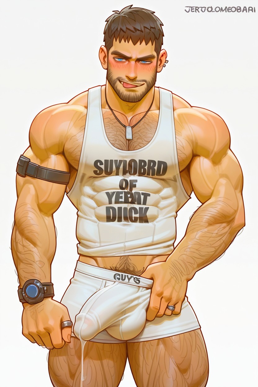 Back, Hand Holding Own Penis, Muscular Legs AI Gay Porn