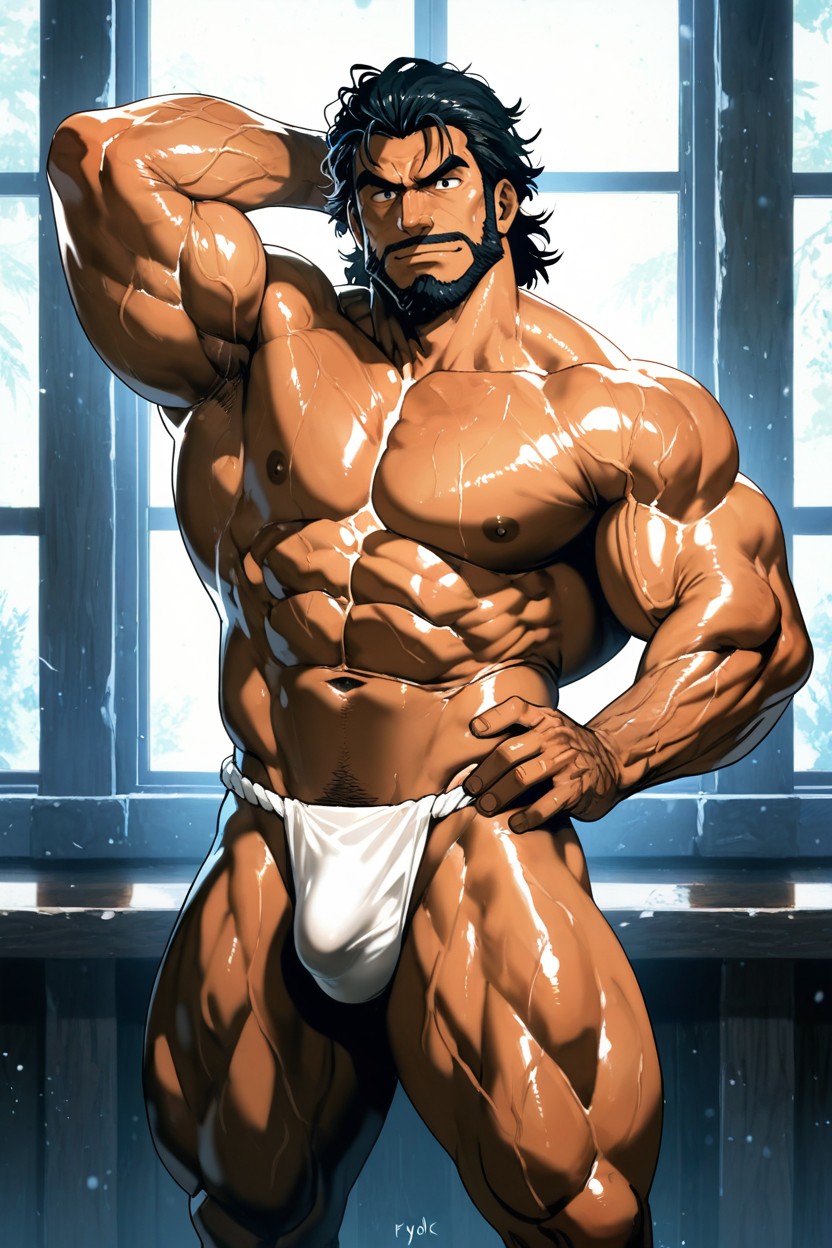 Solo, Massive Muscular Man, Alone AI Gay Porn