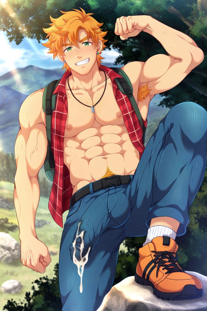Masculine Giy, Brown Trapper Shoes, Jeans AI Gay Porn