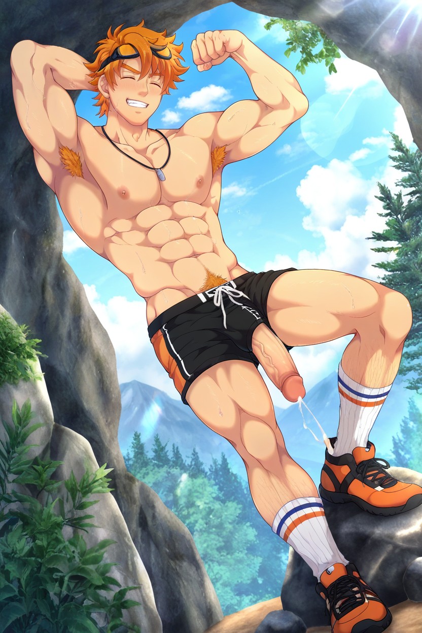 Smirk, Hiking Gear, Flexing Biceps AI Gay Porn