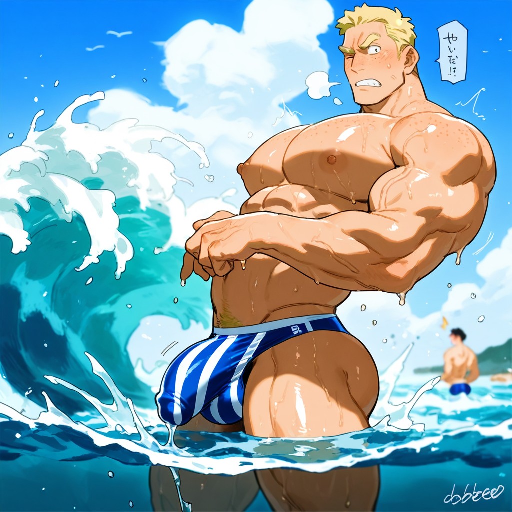 Solo, Shiny Skin, One Eye Closed AI Gay Porn