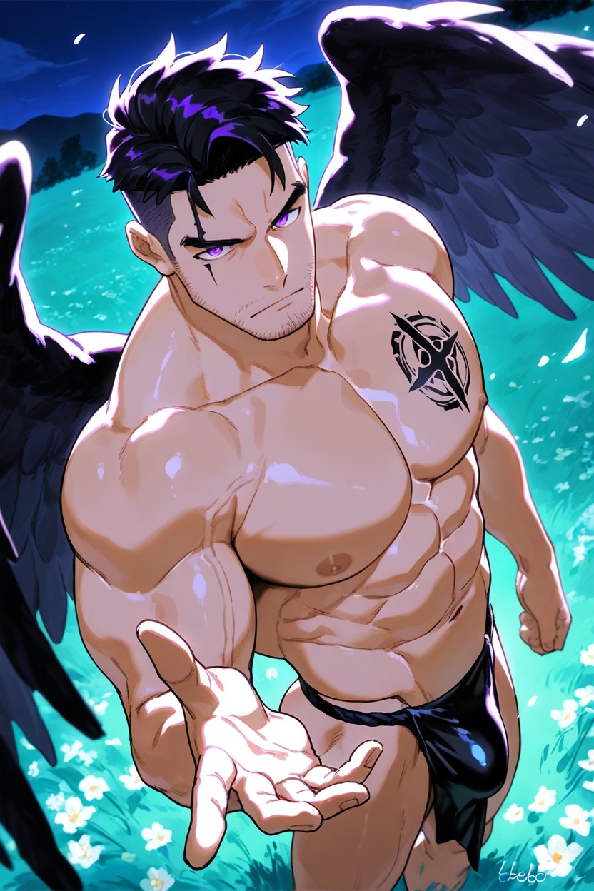 Under Cut, Side View, Black Hair AI Gay Porn