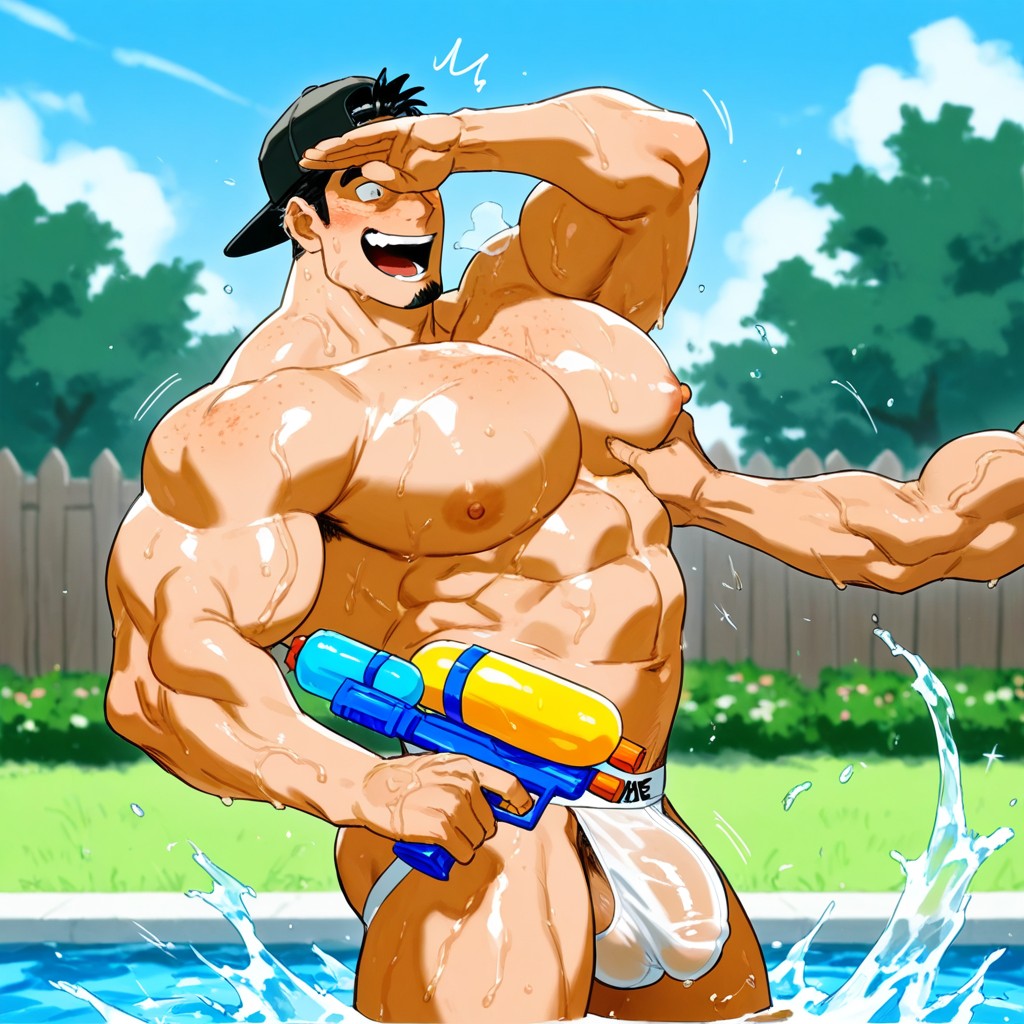 Slicked, Puffy Nipples, Arms Flexed AI Gay Porn