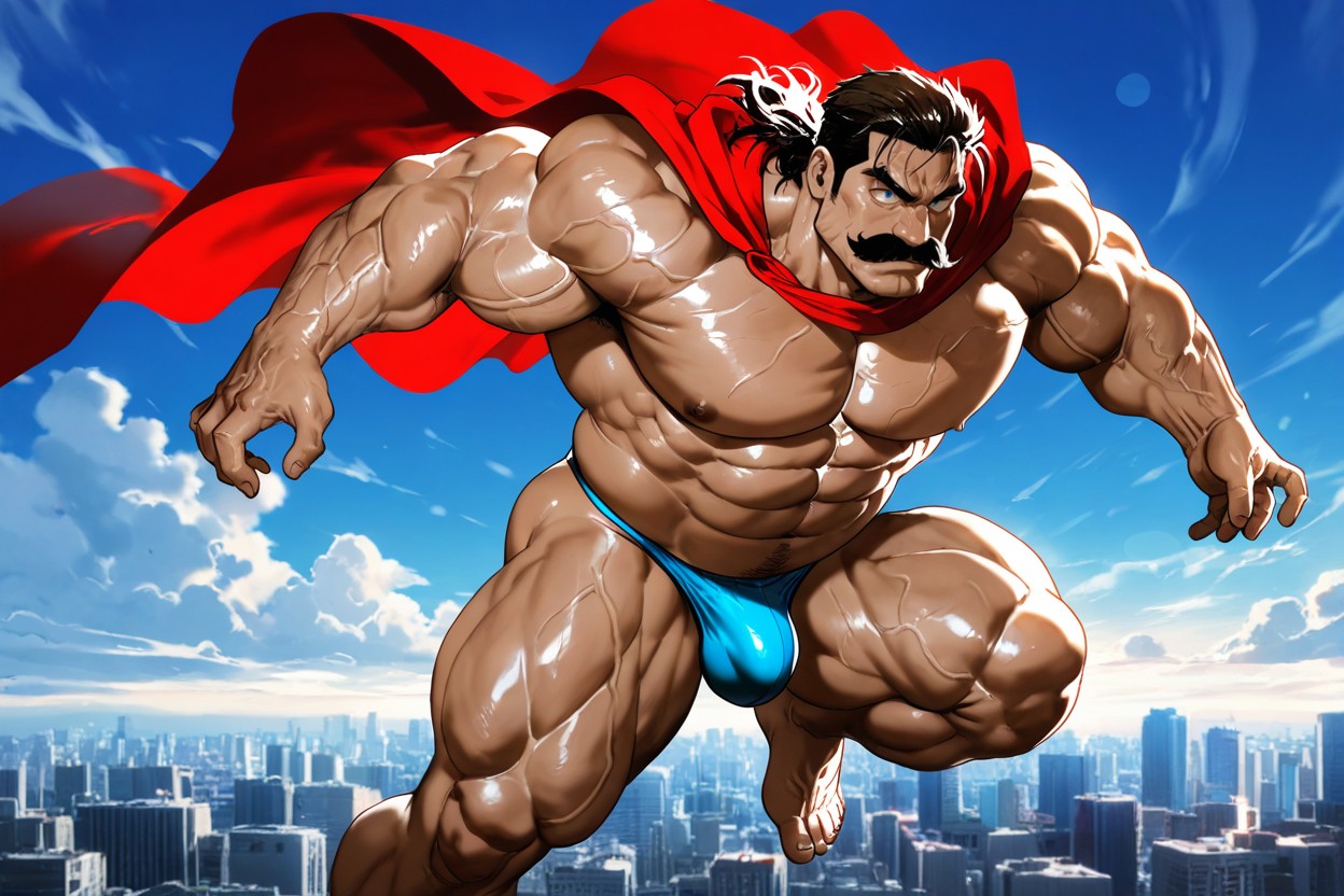 Sharp Muscle Definition, Heroic Pose, Powerful Thick Legs AI Gay Porn