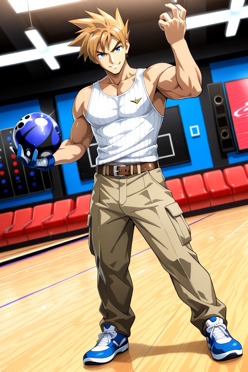 Bowling Lane In Background, Zero D, Dynamic Action Pose AI Gay Porn