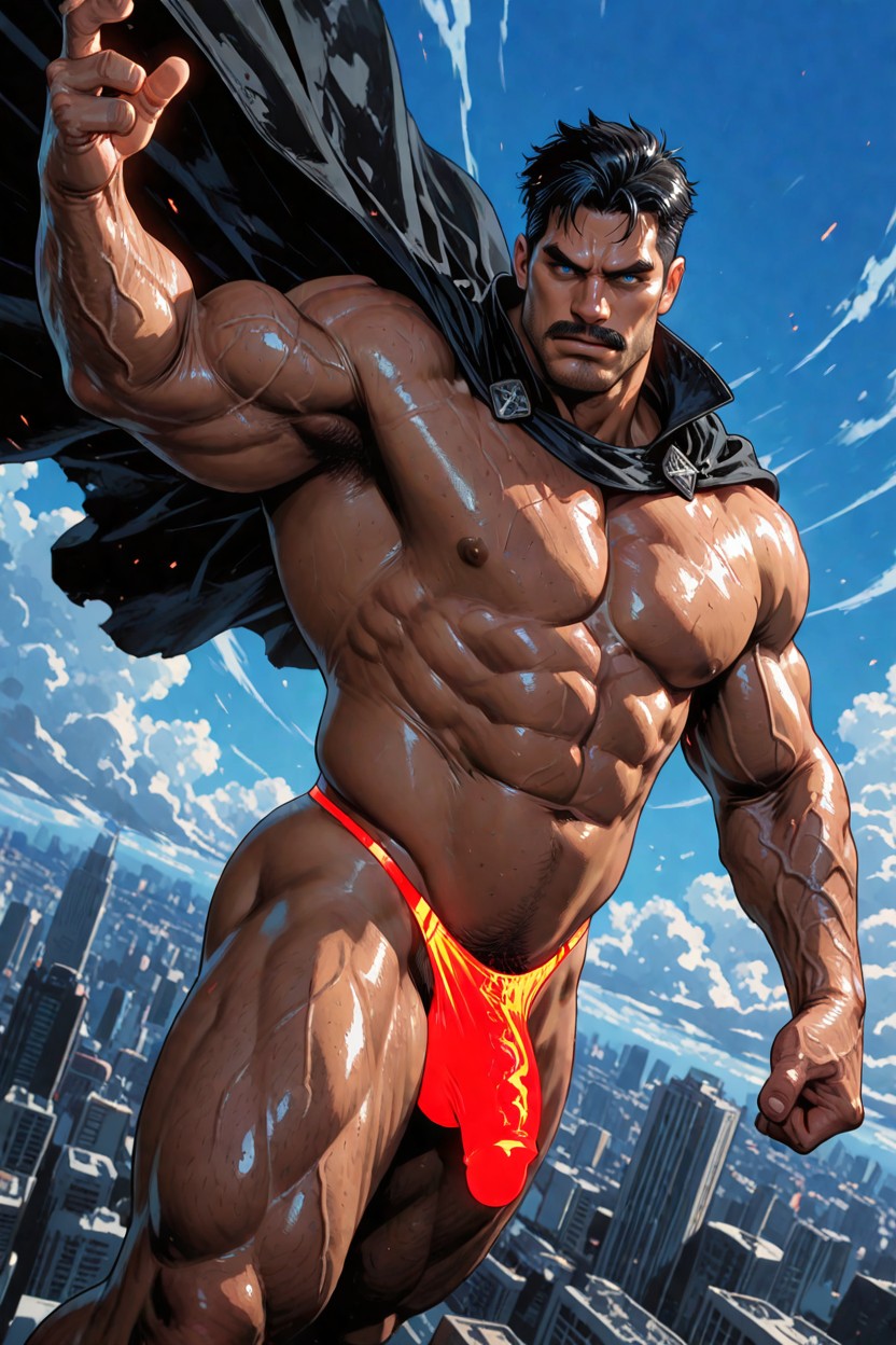 Fluffy Clouds, Hyper Muscular Physique, Detailed Anime Style Porno gay IA