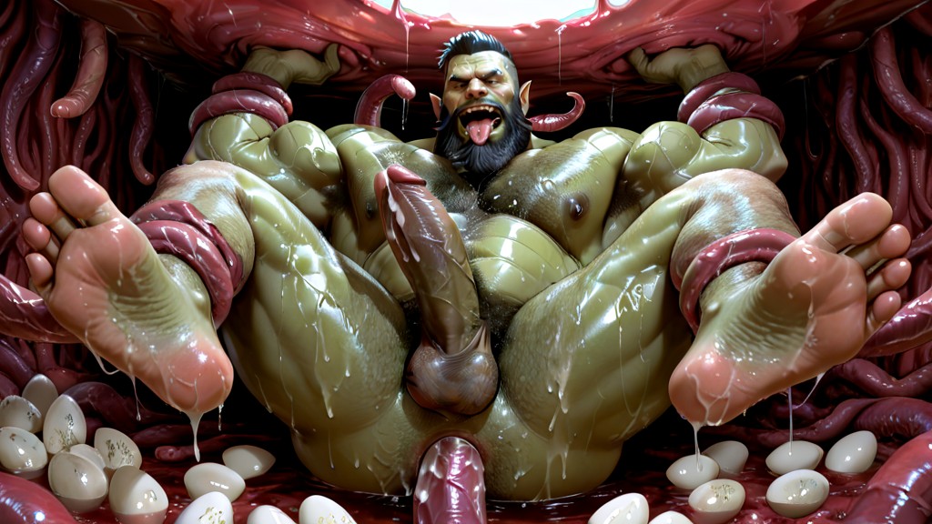 Hairy Balls, Black Hair, Round Pecs AI Gay Porn
