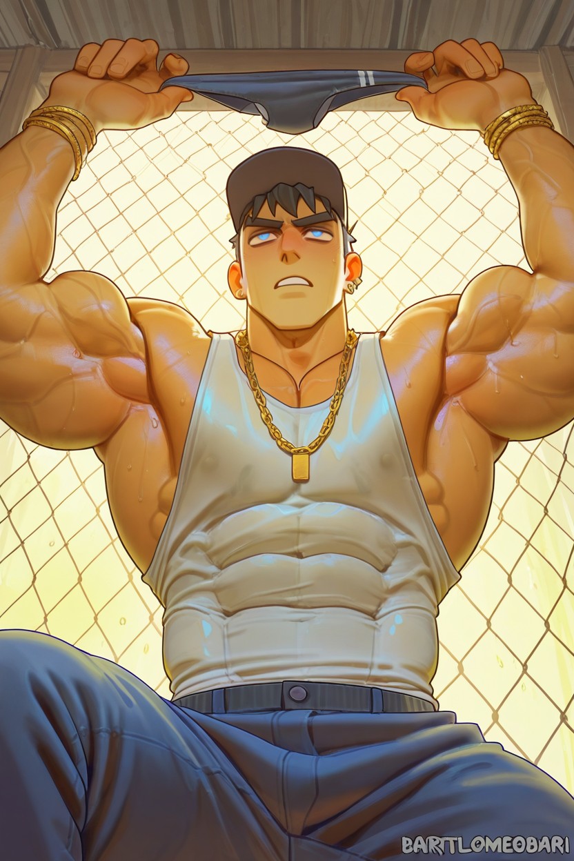 Chiselled, Light Colours, Bulging Biceps Blue Eyes AI Gay Porn