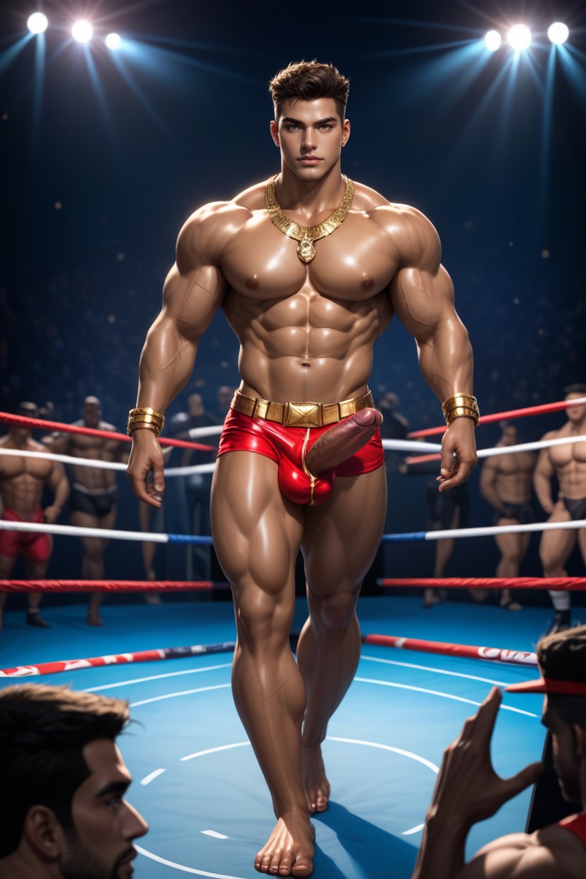 Exotic Aztec, Gold Belt With Rubys, Defined Shoulders AI Gay Porn