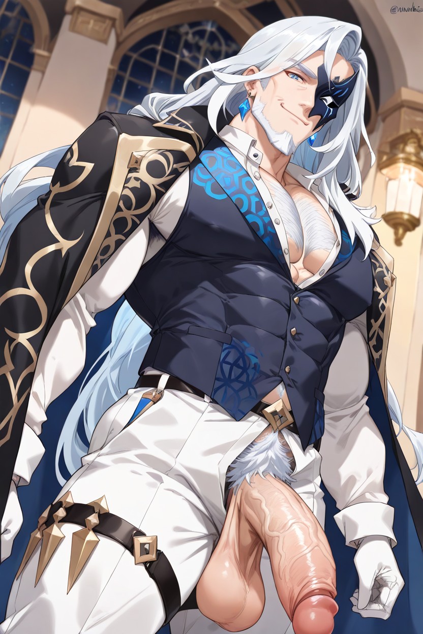 Nyuudles Art Style, Detailed, Excessive White Pubic Hair AI Gay Porn
