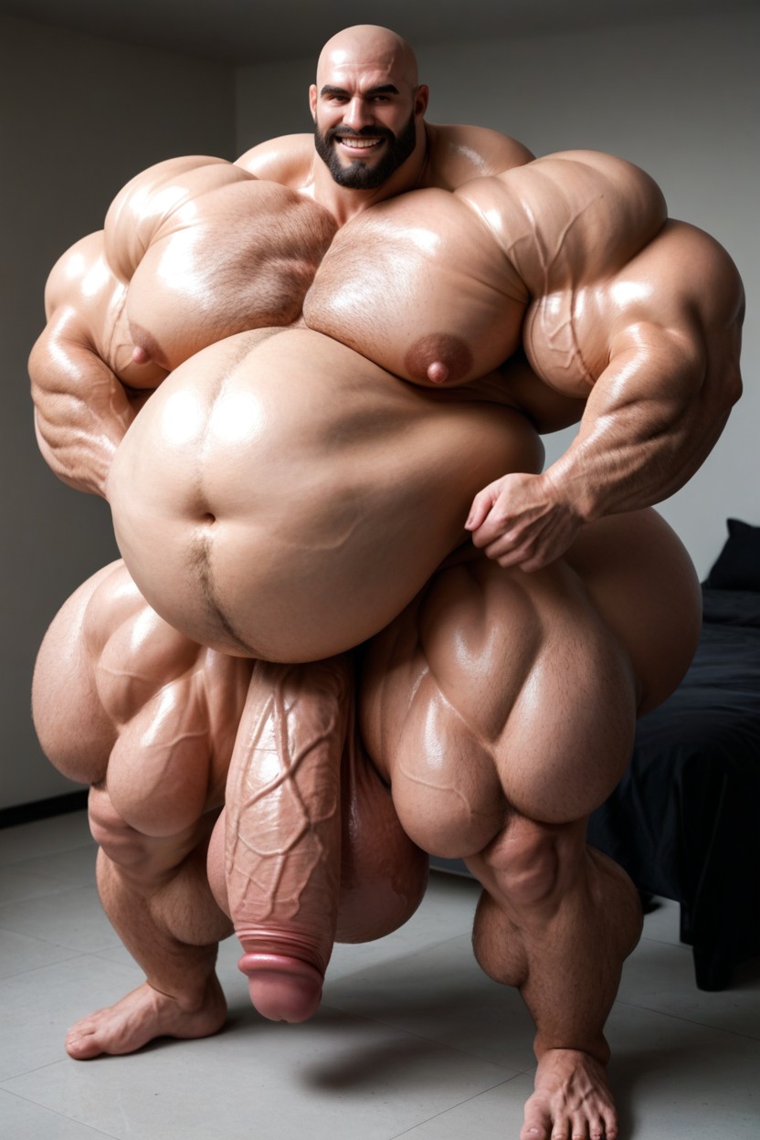 Huge Hips, Black Stuble, Hyper Puffy Nipples AI Gay Porn