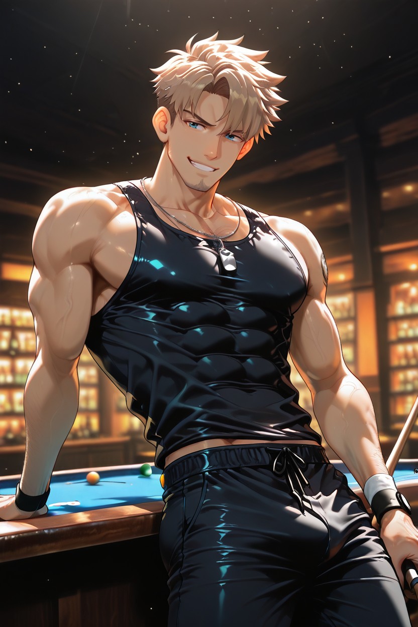 Pose Of Playing Billiards, Light Brown Hair, Billiards AI同性恋黄片