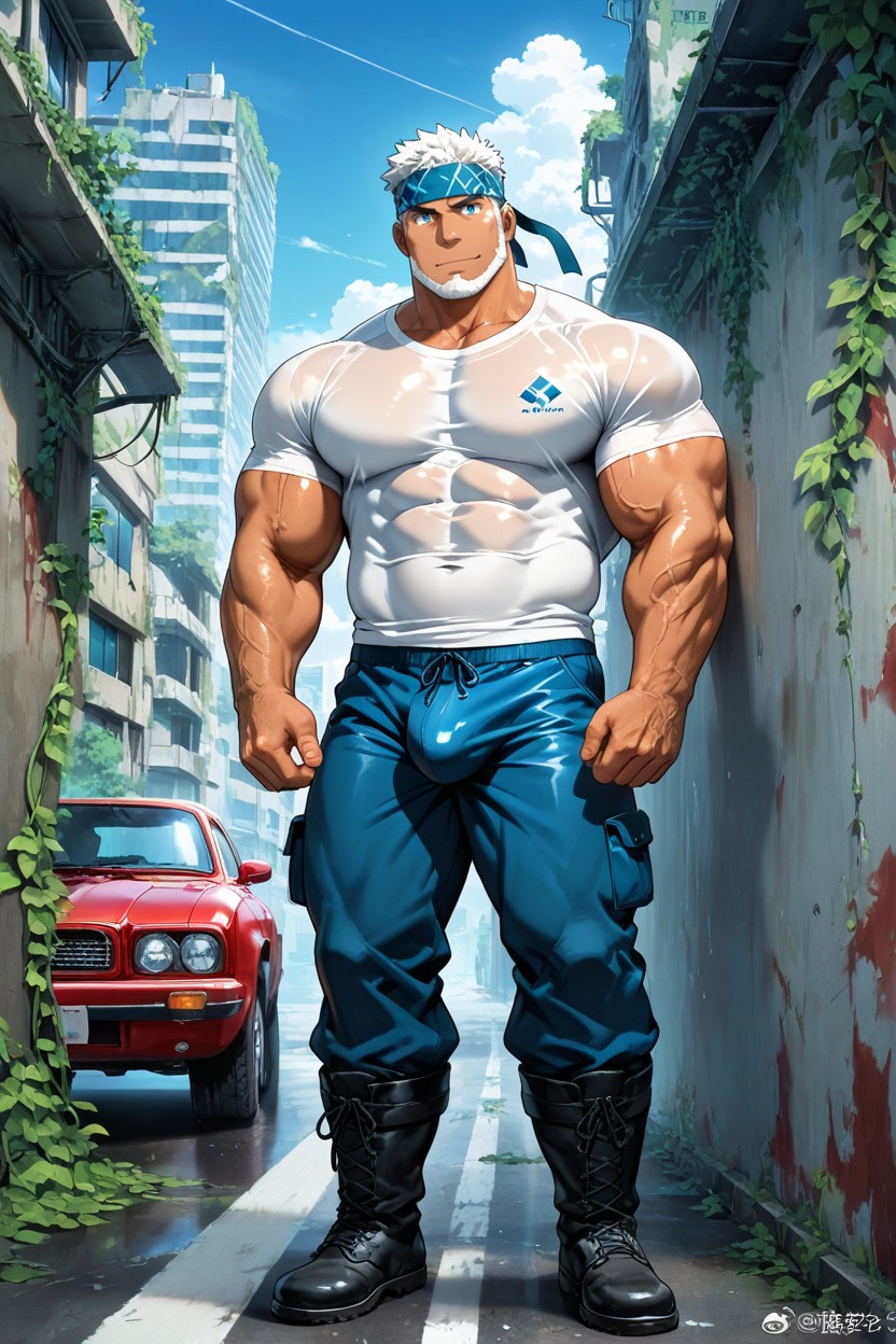 White Beard, Detailed Illustration, Bara Porno gay IA