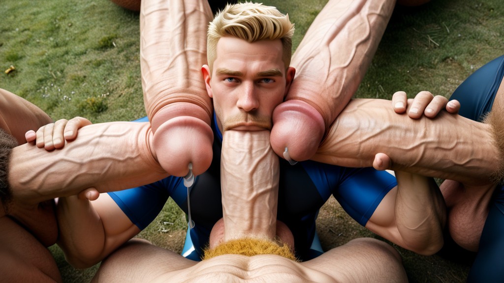 Outdoors, One Cock In Front Of The Other, Ahegao AI Gay Porn