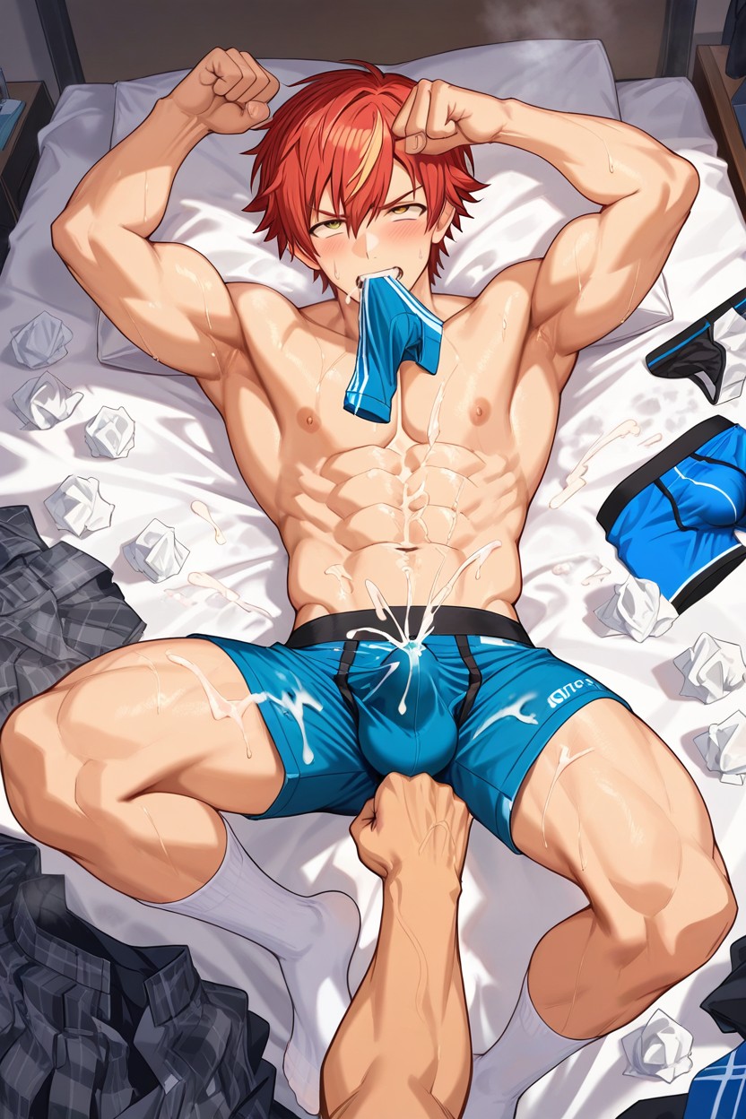Nyuudles Art Style, Happy Trail, Used Wet White Boxer AI Gay Porn