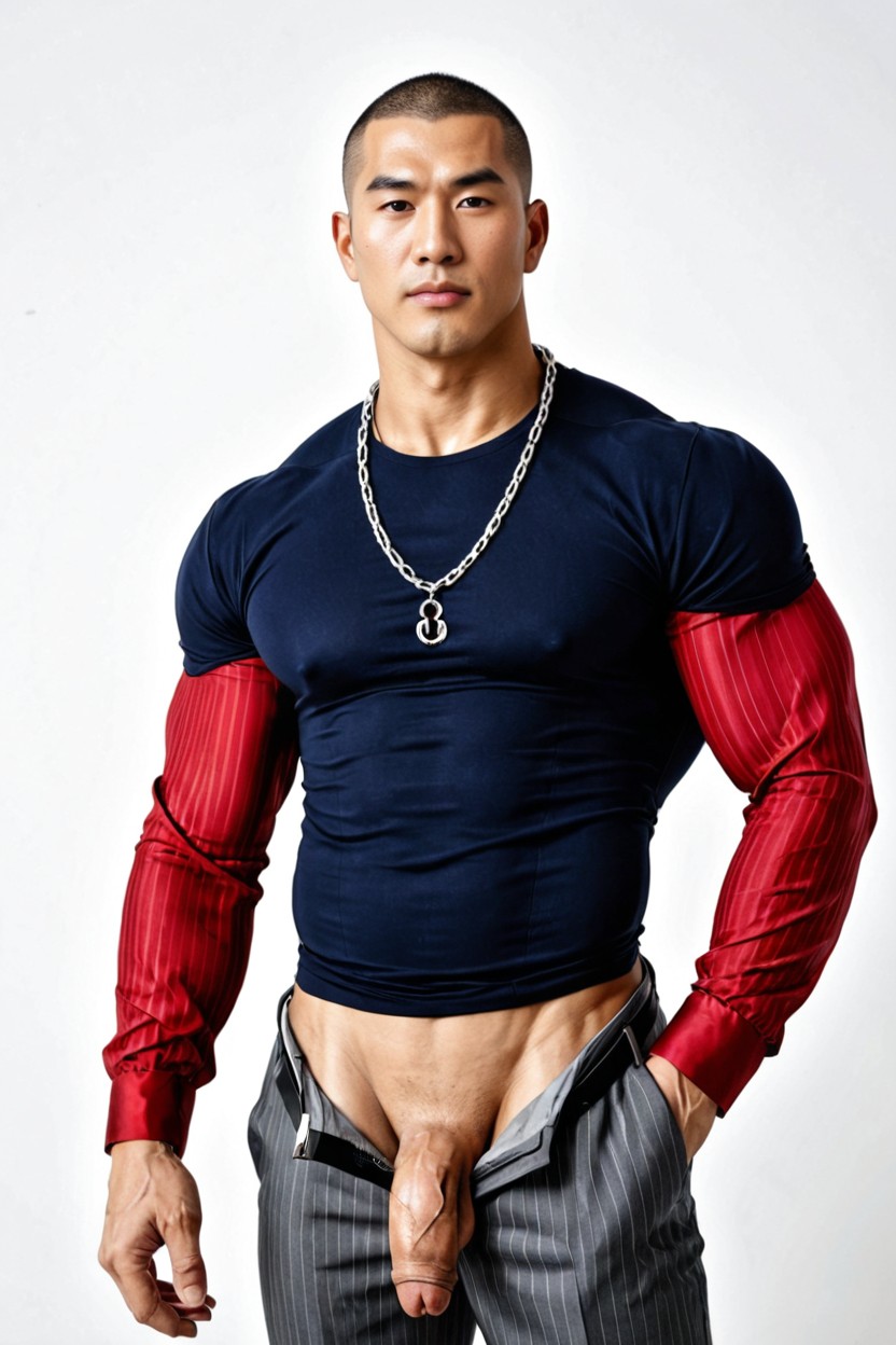 Office Pants, Smooth Wrinkle-resistant Fabric, Belt Worn Normally Through The Belt Loops AI Gay Porn