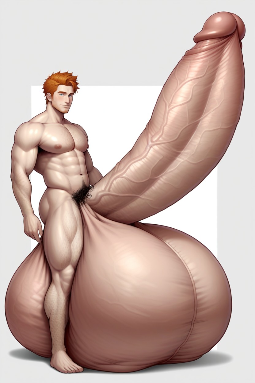 Extreme Hyper Balls, Extreme Hyper Cock, Front View AI Gay Porn