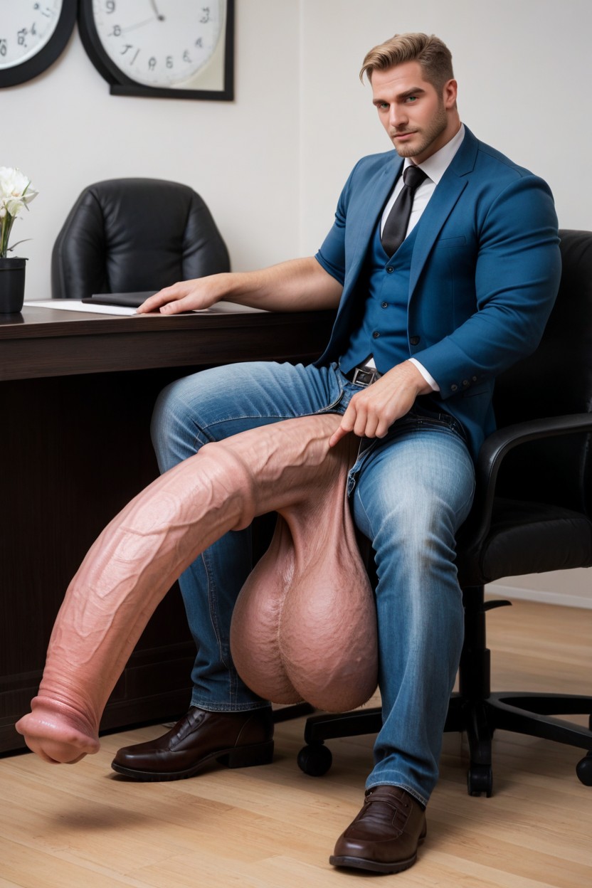 Huge Extremely Saggy Swollen Testicles, Hyper Cock, Perfect Composition AI Gay Porn