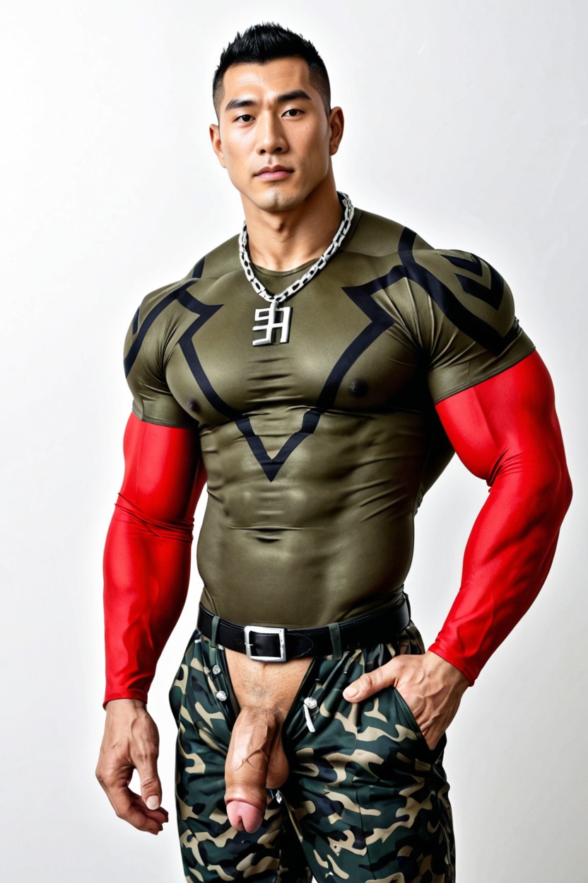 Refined Sophisticated Appearance, Straight-leg Military Trousers, Trousers Fully Worn And Properly Fastened AI Gay Porn