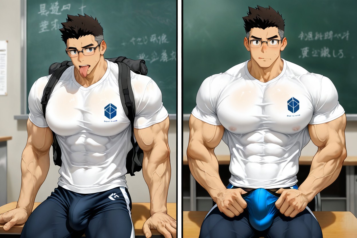 Massive Pecs, +, Stretching Shirt AI Gay Porn