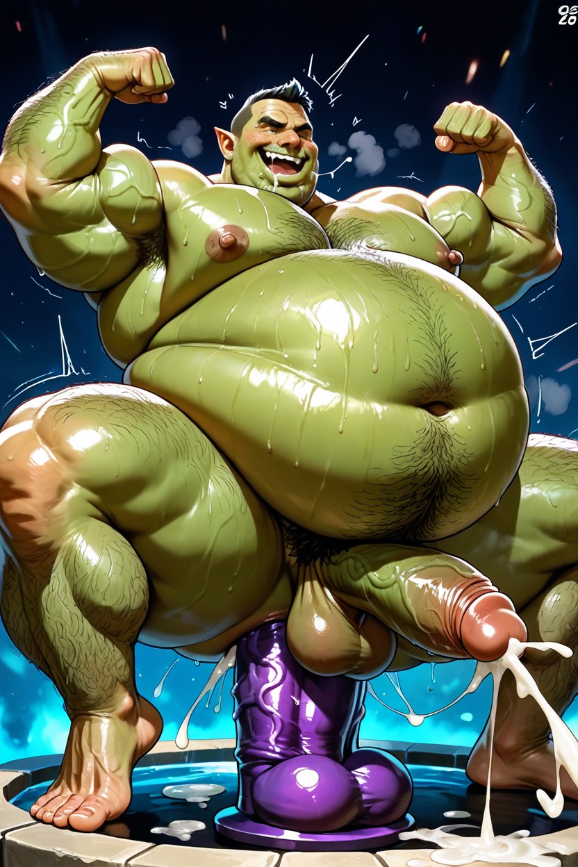 Hairy Body, Erect Cock, Orc AI Gay Porn