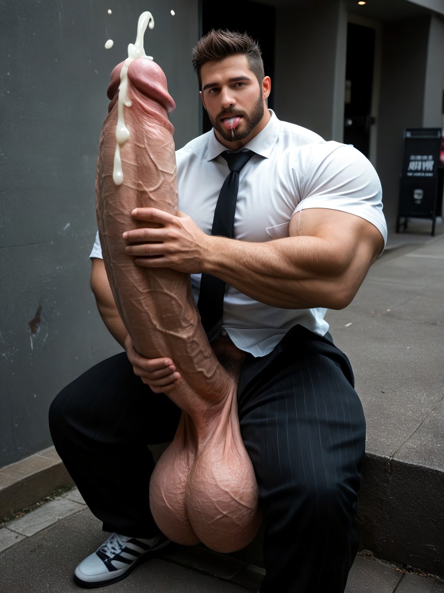 Photorealistic, Hyper Muscle Dilf, Bara AI Gay Porn